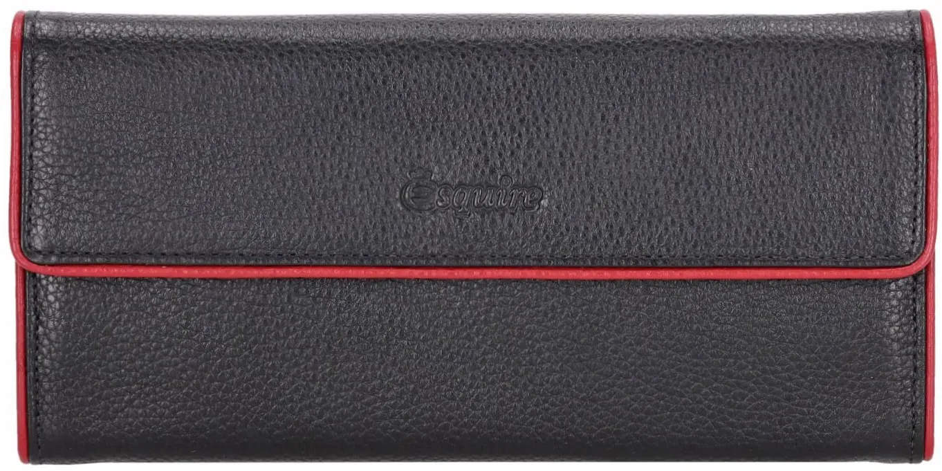 Esquire Langbörse Damen Color Piping schwarz-rot
