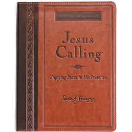 Thomas Nelson Jesus Calling, Large Text Brown Leathersoft, with Full Scriptures: Enjoying Peace in His Presence (A 365-Day Devotional) – The Perfect Father’s Day Gift for Christian Dads