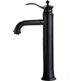 Waschbeckenarmatur, Vintage Schwarz, Warm- und Kaltwasser-Einhebelmischer, Kurze Armatur