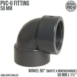 Mega Group - Mega Winkel 90° Pvc-u 50 mm PVC Klebe Fitting Innengewinde 10 Bar, Grau