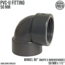 Mega Group - Mega Winkel 90° Pvc-u 50 mm PVC Klebe Fitting Innengewinde 10 Bar, Grau