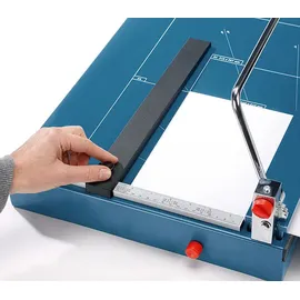 DAHLE 517 Hebel-Schneidemaschine mit manueller Bügelpressung (550 mm bis DIN A3, Schnitthöhe 3,5 mm, Metalltisch) Blau