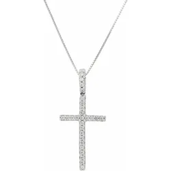 Kette mit Anhänger FIRETTI "Schmuck Geschenk Gold 585 Halsschmuck Halskette Goldkette Venezianer", weiß (weißgoldfarben), Halsketten, Damen, 0,25 ct, Weißgold 585-Diamanten, L: 45cm B: 0,5mm, Weißgold 585, Diamanten, mit Diamanten, B:0,5mm