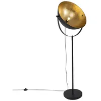 QAZQA Industrie Stehlampe schwarz 50 cm mit Gold verstellbar