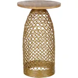 Beliani Beistelltisch hellbraun gold rund 30 cm
