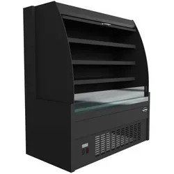 Kühlvitrine DIKDIK mit Umluftkühlung | 3x LED & Nachtabdeckung | 290 Liter, HxBxT 150x100x66cm | -2/+8°C | Schwarz | + CHEFGASTRO Geschirrtuch