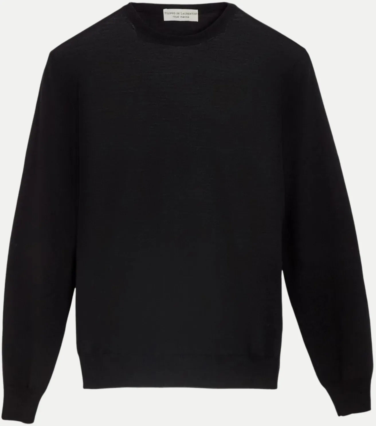Rundhalspullover in 100% Merino Schwarz 54