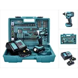 Makita DTD 152 SA2X5 Akku Schlagschrauber 18 V 165 Nm + 2x Akku 2,0 Ah + Ladegerät + 101 tlg. Zubehör Set + Koffer