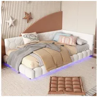 HAUSS SPOLE Schlafsofa 90*200cm mit Umgebungslicht, USB-Anschluss, Ohne Matratze Weiß, 90*200cm, ohne Matratze weiß