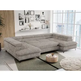 MKS Meble Ecksofa U-form Cord 2-Sitzer Grau