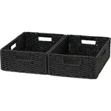 Regalkörbe Aufbewahrungskörbe, Natural Ingredients Foldable Paper Rope Baskets for Organizing, Sturdy Baskets with Handles, Closet and Shelf Organizers, Foldable Baskets for Clothes (schwarz, M)