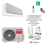 VIVAX H+ Design SILVER + 3 m Komplett SET Klimagerät Klimaanlage 3D Swing A+++