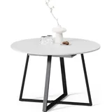 Livinity Esstisch Firenze, 120 x 120 cm ausziehbar, Weiß/Schwarz/Schwarz - Weiß/Schwarz