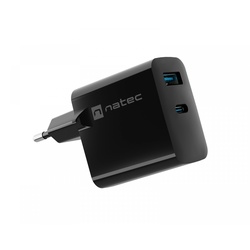 Natec Ribera GaN USB-Ladegerät USB-A & USB-C - 45W - Schwarz