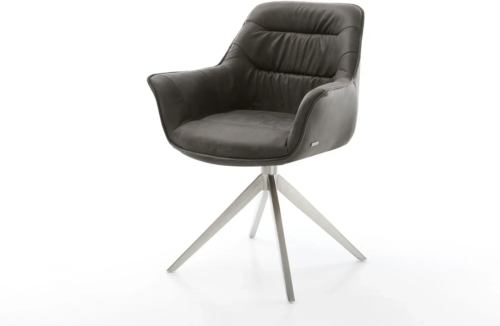 DELIFE Chaise-pivotante Kaira-Flex anthracite vintage cadre croisé large acier inoxydable pivote sur 360°, Chaises de salle à manger