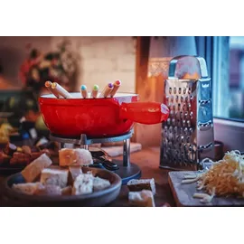 BBQ-Toro 9-teiliges Gusseisen Fondue Set für 6 Personen, 2 L, emailliert) schwarz -