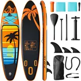 Inflatable Stand Up Paddle Board 320cm,SUP Board Set mit Zubehör, UV-beständig, hohe Stabilität bis 200kg, mit Pumpe, Rucksack & Paddel, für Anfänger & Fortgeschrittene (Sunset)