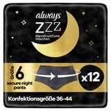 ALWAYS ZZZ Menstruationshöschen Gr. M (12 Höschen), Damen Einweg-Periodenunterschwäsche, 360° Schutz, Schwarz