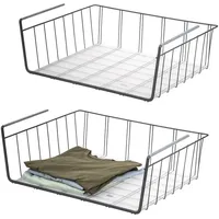 ELUNO Schrankkorb 2er Set inklusive Einlegeböden 40 x 30 x 20 cm grau