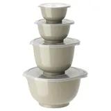 Rosti Rührschüssel Set 4tlg. mit Deckel Margrethe beige (humus) 0,25+0,5+1,5+3,0L