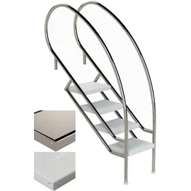 Ideal Edelstahl Pooltreppe Modell 08,2 Miami Swing 119,9 cm x 108,8 cm Edelstahl/ABS