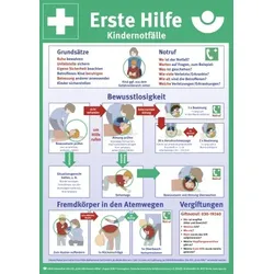 Aushang Erste Hilfe Kindernotfälle nach DGUV-Information 204-039,PVC,297x420 mm