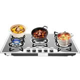 HUOMMGS 5 Flammig Gaskochfeld 10,25KW Upgraded Gaskocher 77,5x51cm Einbau Gasherd LPG/NG Gaskochfeld mit Stereoskopischer Ansaugung und 180° Feuerregelung für Hause und Restaurants