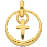 Kettenanhänger ADELIA ́S "Kreuzanhänger 333 Gold ( 8K ) mit Zirkonia", gold, Schmuckanhänger, Damen, mit Zirkonia, Gold, Kettenanhänger, Goldanhänger Kreuz
