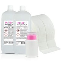 NAILS FACTORY | N&BF Nagel Cleaner Set 2000ml + Dispenser Pumpflasche + 1000 Zelletten Cellulose Pads (2 Rollen à 500 Stück) - 99% Isopropanol-Alkohol isopropylalkohol 2L – Nagelreiniger (Pink 150ml)