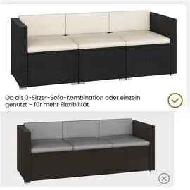 Yaheetech 5er-Loungeset Rattan schwarz/beige
