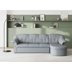 Ecksofa DOMO COLLECTION "Pegnitz L-Form", silber, B:238cm H:82cm T:141cm, 100% Polyester, Sofas, wahlweise mit Bettfunktion