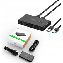 UGREEN Schaltkasten Hub Switch 4x USB 3.2 Gen 1 Usb-splitter Für zwei Computer, - schwarz
