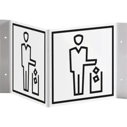 Schild I Tür-Nasenschild Piktogramm Abfallbehälter, Kunststoff, 150x150mm