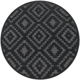 Paco Home Teppich »Livorno 672«, rund, Uni-Farben, Scandi, Rauten Muster, Hoch-Tief Effekt, Outdoor geeignet, grau