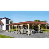 Weka Leimholzcarport Doppel 615 Gr. 2 5,76 x 7,84 m natur