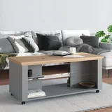 Homestyle4u Couchtisch Grau Eiche 114,5 x 49 x 0 cm