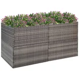 Norheim Hoher Blumenkasten Pflanzkübel Rattan Pflanzgefäß Blumentopf Balkon Pflanzenkasten Pflanzkübel Polyrattan Pflanzkasten Für Balkon Blumentopf Rankhilfe Grau 157x80x80 cm