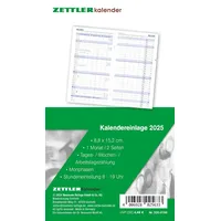 Zettler - Kalender-Ersatzeinlage 2025, 8,8x15,2cm, Ersatzeinlage für Taschenplaner Typ