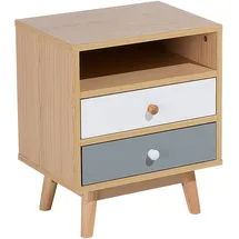Beliani Nachtschrank FARGO 40 x 48 x 30 cm Braun/Grau/Weiß