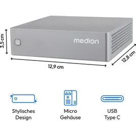 Medion S06 Mini-PC Intel Core i3 2023 5,1" 4K Ultra HD 4,5 GHz 8 GB RAM 512 GB SSD Intel UHD Graphics