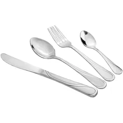 cofi1453® 24 teilig Besteckset Elegant-Design langlebig Messer Gabel Löffel Teelöffel Satin Motiv 1
