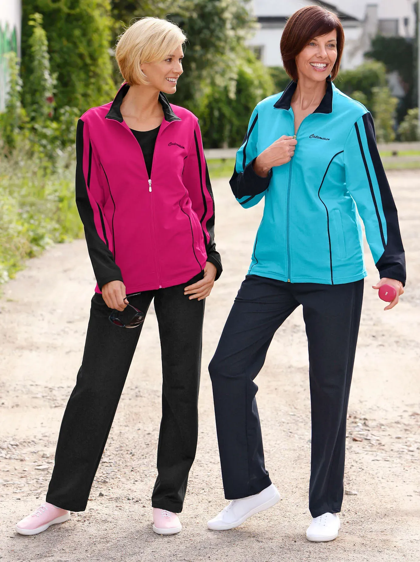 Freizeitanzug CATAMARAN, Damen, Gr. 22/23, pink (pink, schwarz), 92% Baumwolle, 8% Elasthan, Sportanzüge Freizeitanzug