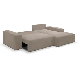 werk2 Eckcouch Cord 2-Sitzer Hellgrau/Beige