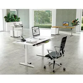 Kerkmann Move 1 elektrisch höhenverstellbarer Schreibtisch weiß rechteckig, T-Fuß-Gestell weiß 100,0 x 60,0 cm