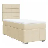 vidaXL Boxspringbett mit Matratze Creme 90x200 cm Stoff