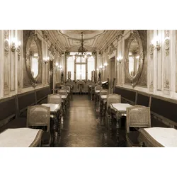 Fototapete PAPERMOON "Vintage Cafe Interieur", bunt (mehrfarbig), B:3,5m L:2,6m, Vlies, Tapeten