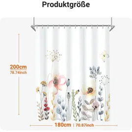 lerores Duschvorhang Blumen 180 x 200 cm wasserabweisend