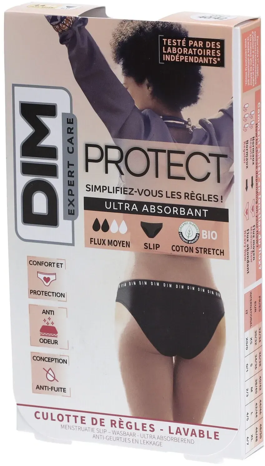 DIM Protect Waschbarer Menstruationsslip - Slip - Bio-Baumwolle - Mittlerer Fluss - 40/42