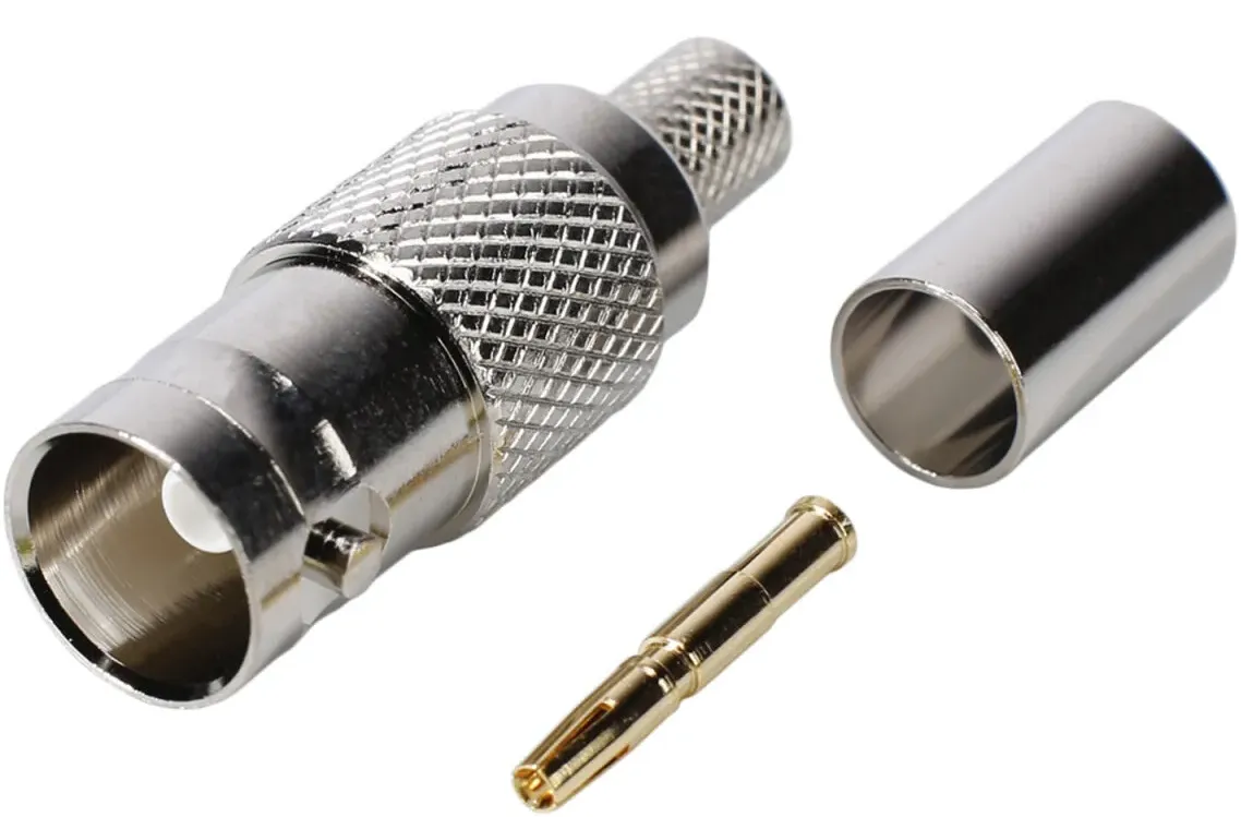 HICON BNC Crimp-Kabelbuchse, gerade, nickelfarben