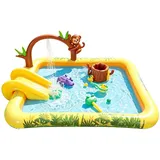 Kinderplanschbecken mit Rutsche,Niedliches Dschungeltier-Design als Schwimmplattform - Blasbares Schwimmbecken | für Garten Hof Terrasse Spielplatz Schule Zuhause